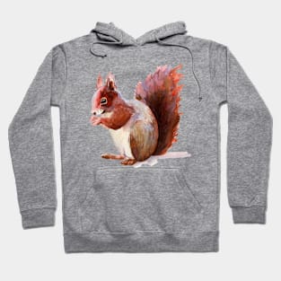 Cheeky little Red Squirrel painted with watercolors - Aesthetic nature decor - Wild woodland animals Hoodie